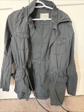 Washed Utility Jacket with Hood
